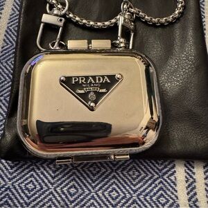 Prada Silver Logo Compact Chain Charm